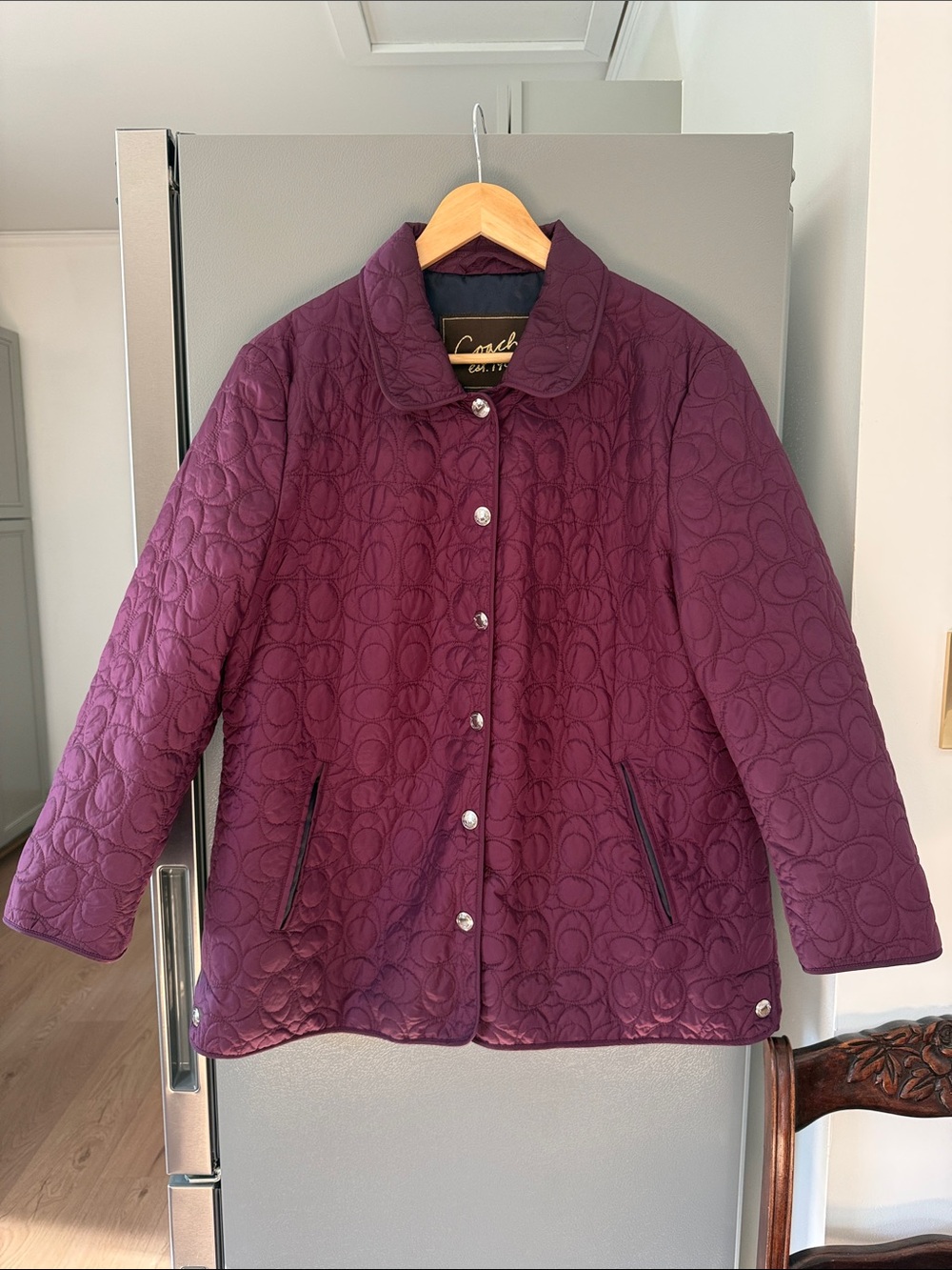 Coach Quilted Purple Monogram Puffer Jacket Size XL